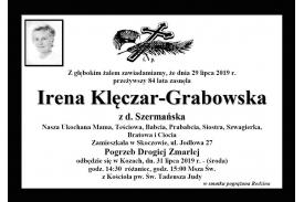 Zmarła Irena Klęczar-Grabowska
