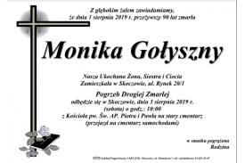 Zmarła ś.p. Monika Gołyszny