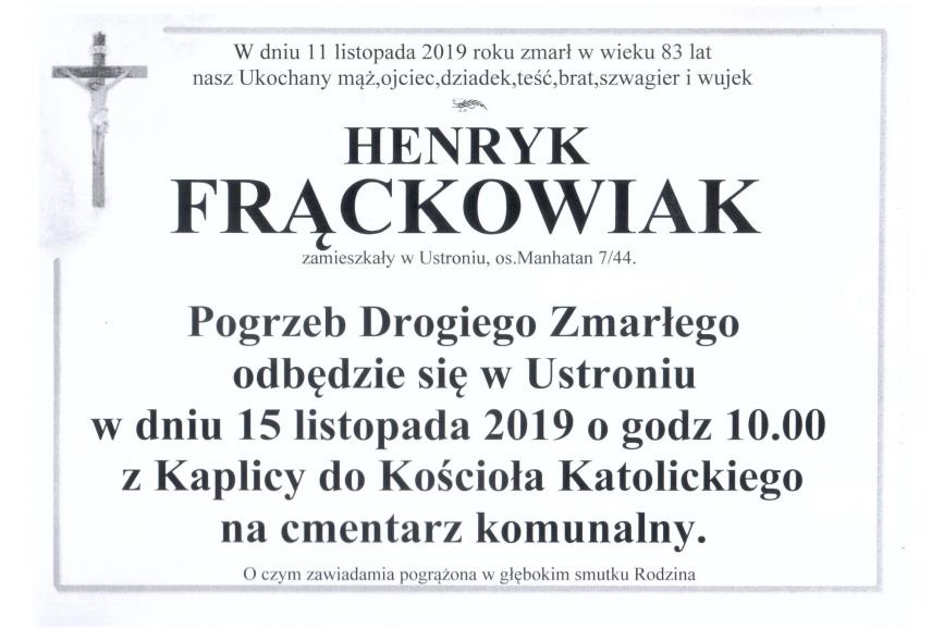 Zmarł śp. Henryk Frąckowiak