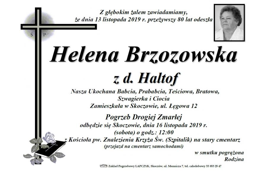 Zmarła Helena Brzozowska z d. Haltof 