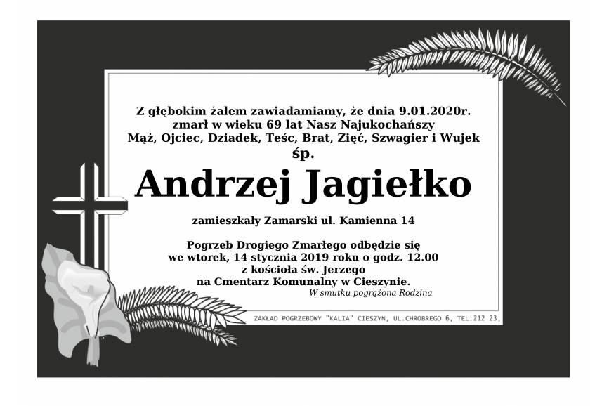 Zmarł śp.  Andrzej Jagiełko 